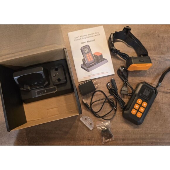 WTBFX 2 in 1 Wireless Dog Fence & Training Collar Black & Orange New, Open Box - Picture 4 of 6